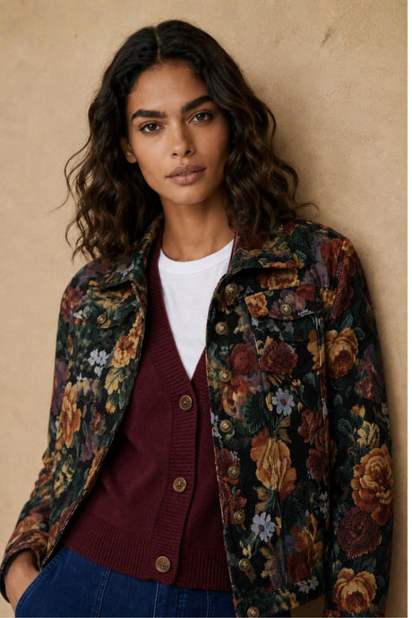 Tatiana Floral Jacket Woven Jacquard Button-Front