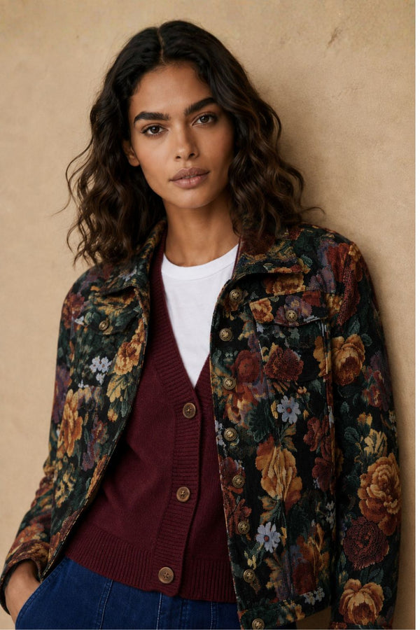Tatiana Floral Jacket Woven Jacquard Button-Front