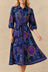 Robe-chemisier Adelina bleu marine à imprimé floral