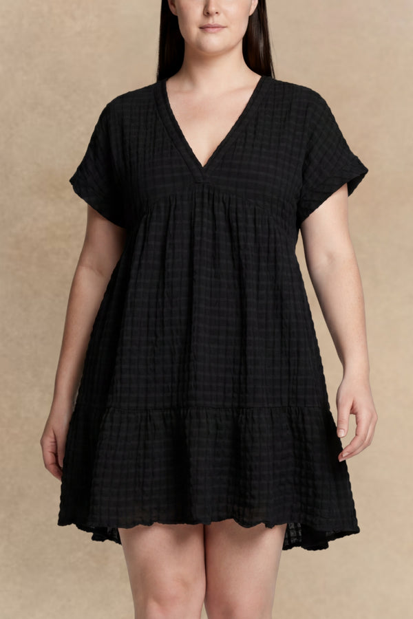 Nina Plaid Ruffle Hem Mini Dress