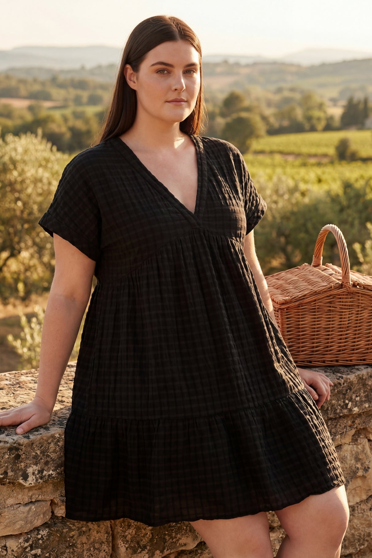 Nina Plaid Ruffle Hem Mini Dress