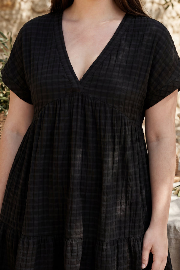 Nina Plaid Ruffle Hem Mini Dress