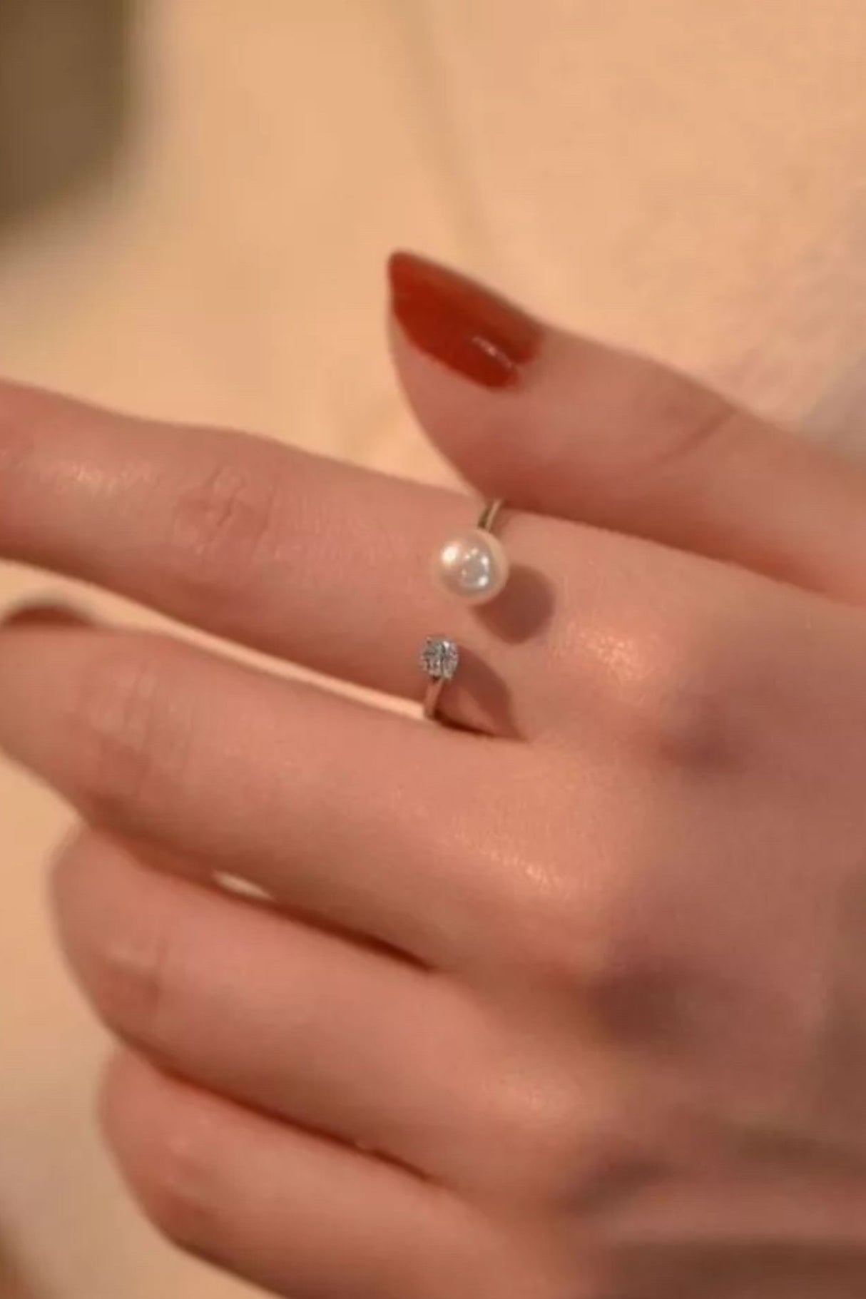 Noemie Bague Ouverte Perle Argent Sterling 925 
