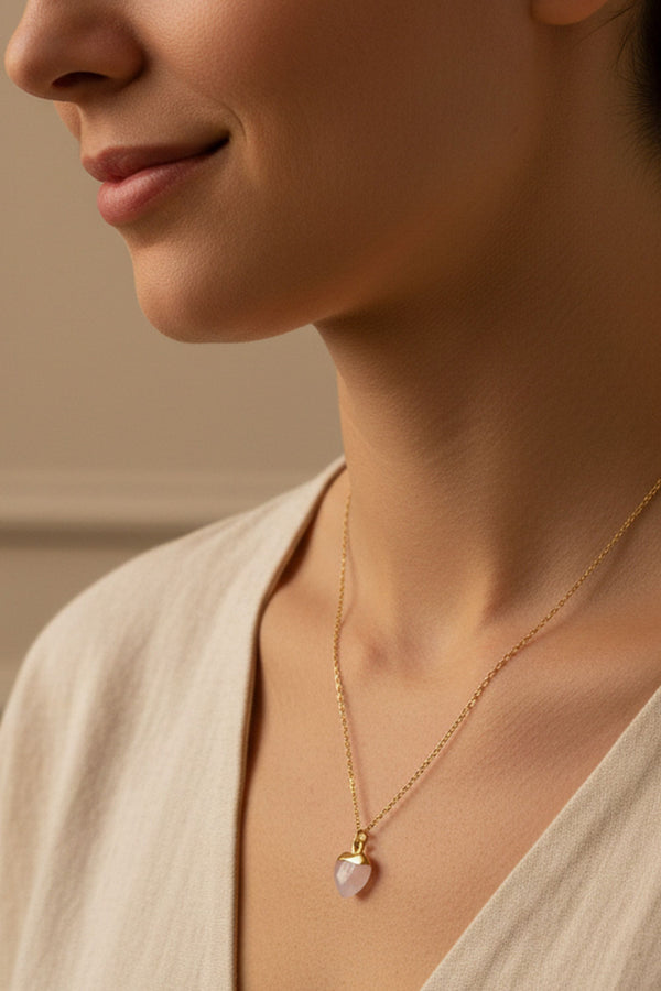 Collier Cœur Rose Quartz