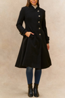 Harper Retro Flared Coat Side Buttons Elegant