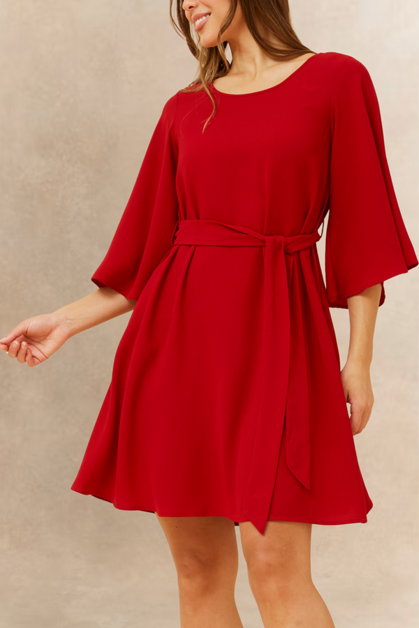 Robe unie Jennifer avec ceinture