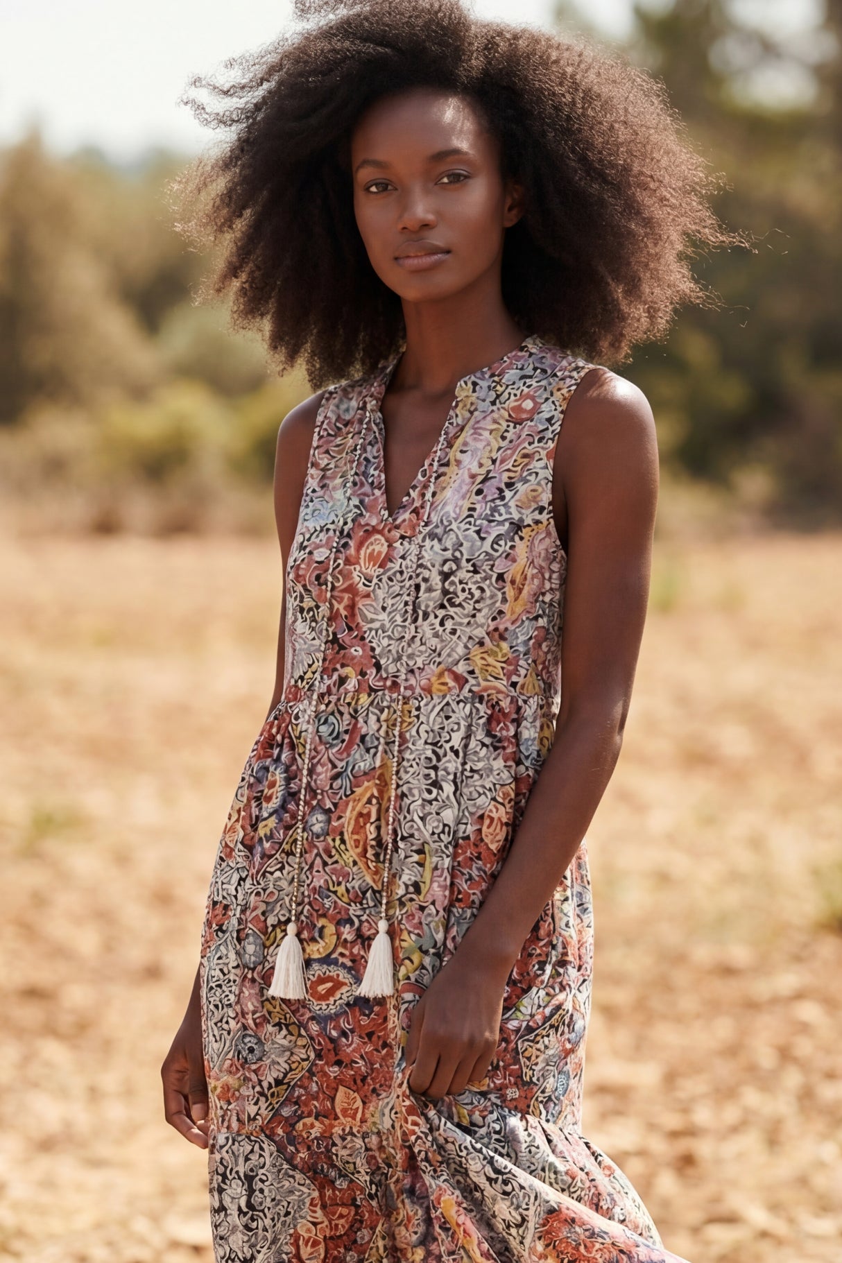 Shana Robe Midi Nouer Imprimé Cachemire