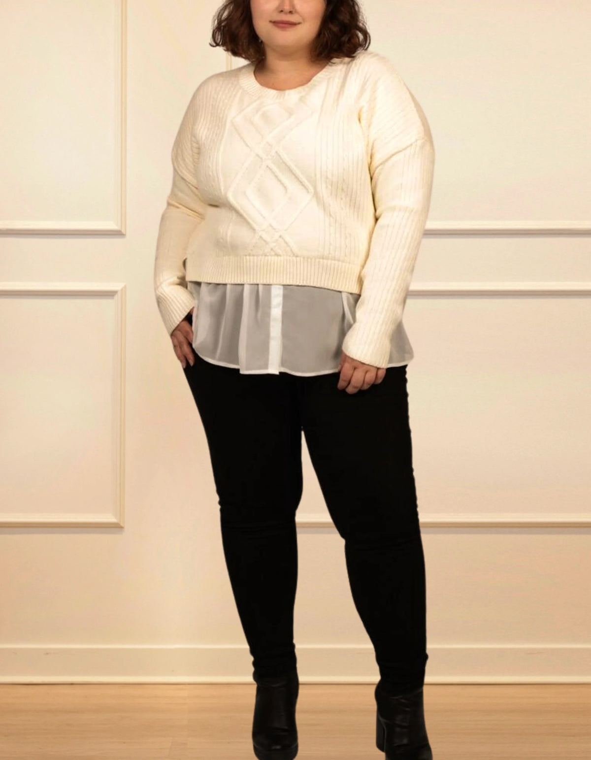 Ophelia Faux Layered Knit Sweater Shirt Effect