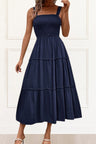 Pamela Smocking Dress Tiered Skirt - Onze Montreal Navy / S Sold by Ô-MARCHÉ Seller