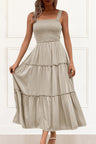 Pamela Smocking Dress Tiered Skirt - Onze Montreal Beige / S Sold by Ô-MARCHÉ Seller