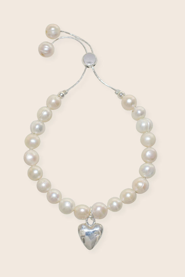 Freshwater Pearl Heart Sliding Bracelet