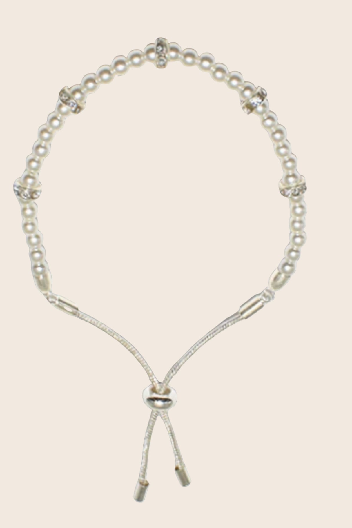 Tiny Pearl Rondelle Rhinestone Bracelet