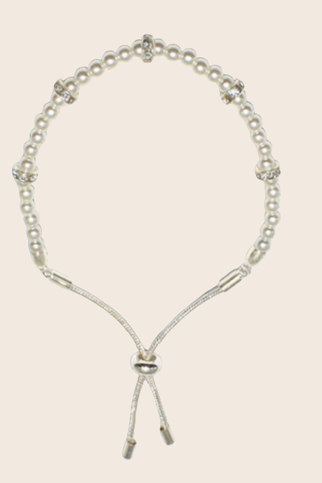 Tiny Pearl Rondelle Rhinestone Bracelet