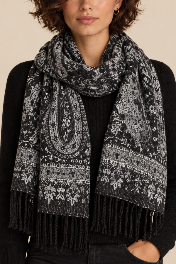 Bohemian Paisley Fringe Scarf
