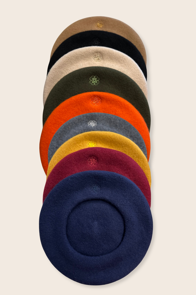 Pampidou Classic Wool Beret Tonal Embroidery Many Colors