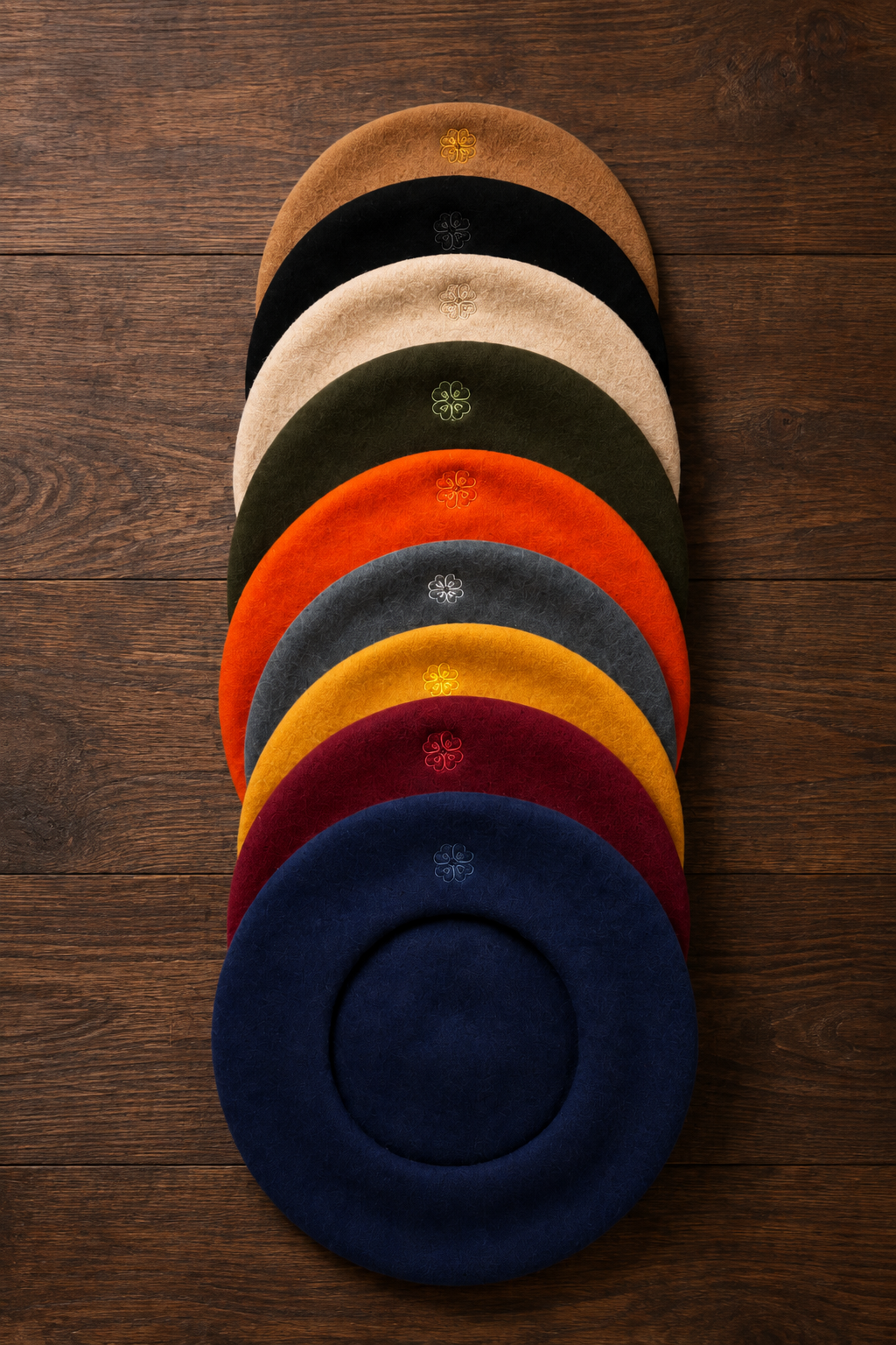 Pampidou Classic Wool Beret Tonal Embroidery Many Colors