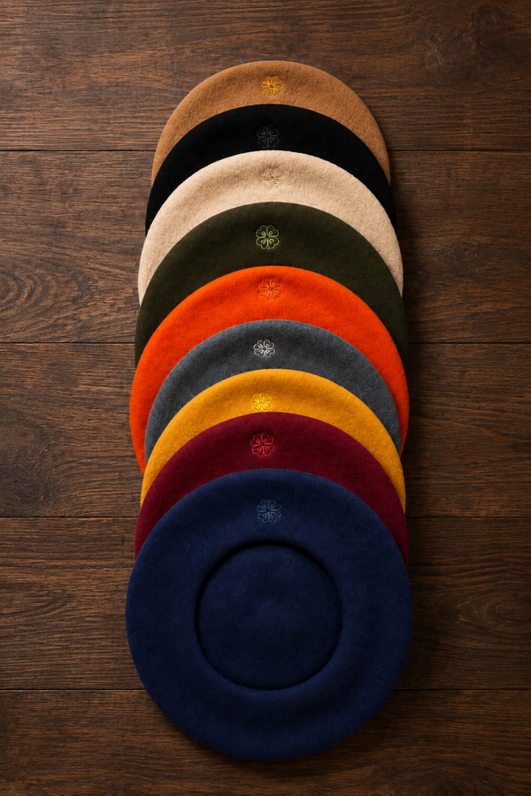 Pampidou Classic Wool Beret Tonal Embroidery Many Colors