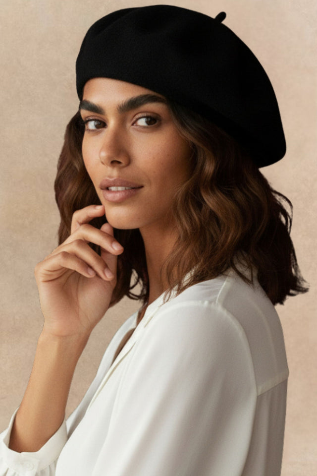 Pampidou Classic Wool Beret Tonal Embroidery Many Colors