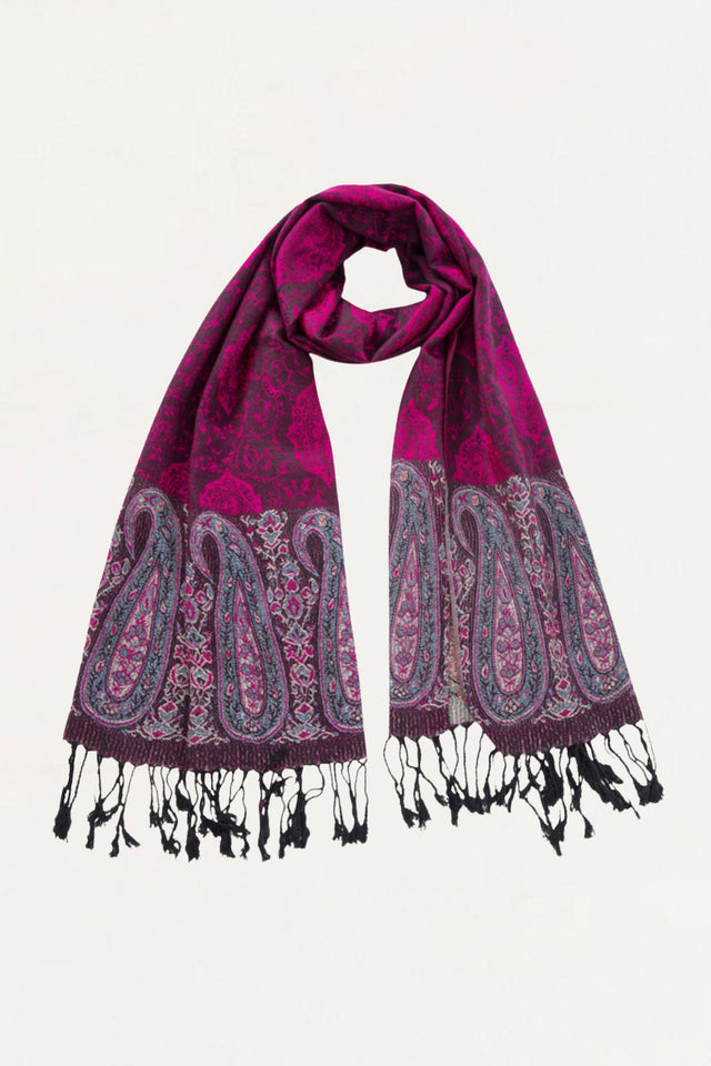 Foulard Pashmina Motif Paisley Fuchsia