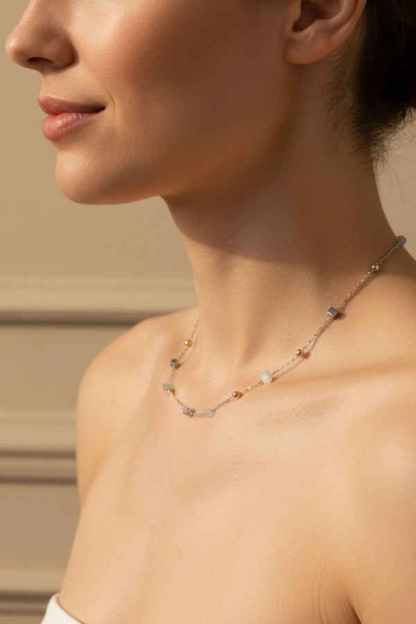 Collier Multi-Rangs à Goutte de Perle