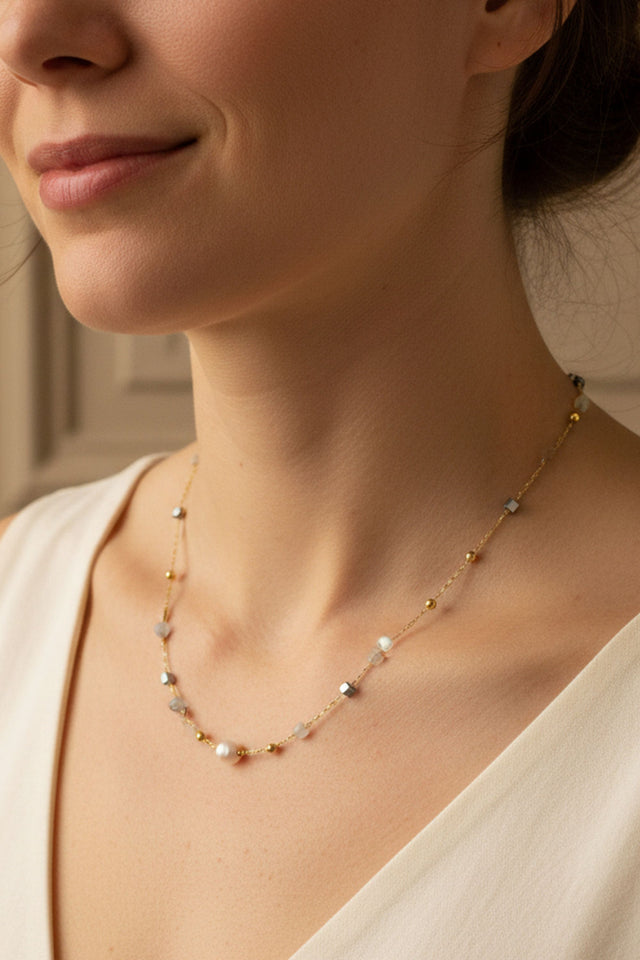 Pearl Drop Layered Necklace