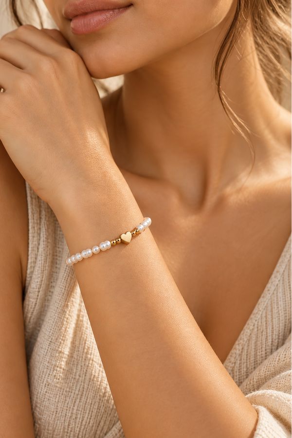 Heart Imitation Pearl Bracelet