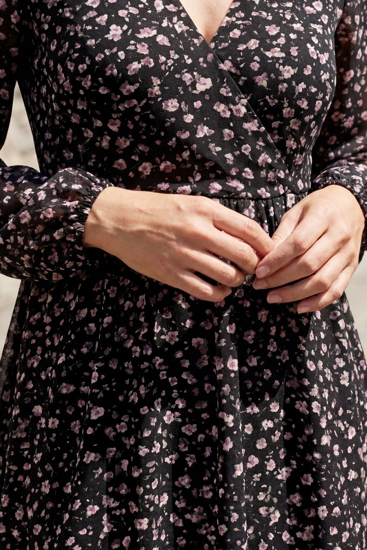 Peyton Robe Col V Manches Ballons Imprimé Floral