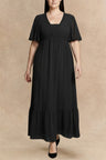 Plus Size Boho Ruffled Maxi Dress with Flutter Sleeves