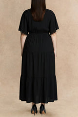 Ciara Plus Size Boho Ruffled Maxi Dress with Flutter Sleeves