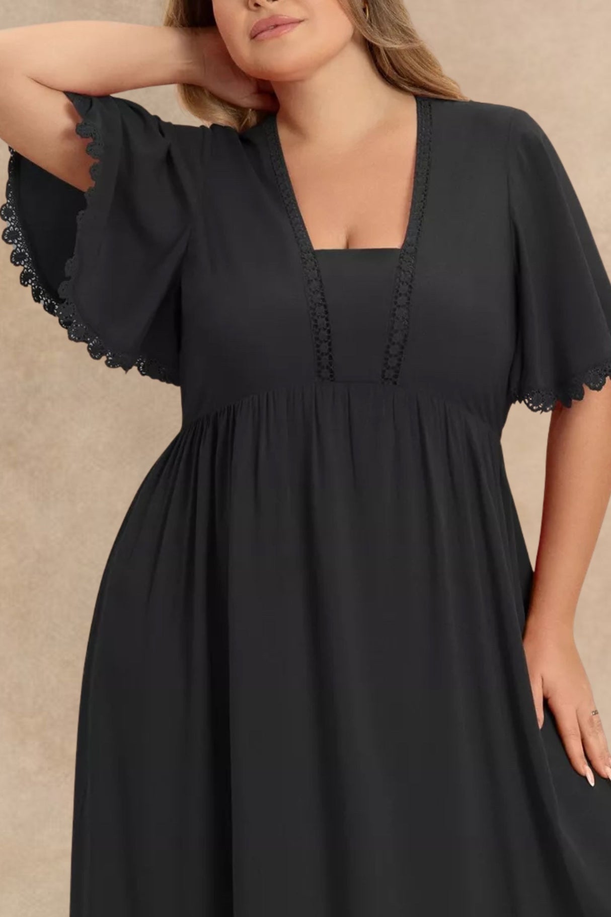 Ciara Plus Size Boho Ruffled Maxi Dress with Flutter Sleeves