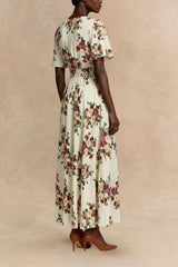 Danya Plus Size Floral Flutter Sleeve Maxi Dress Button Front