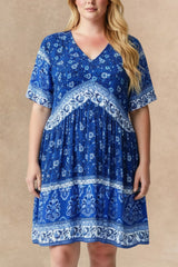 Katarina Plus Size Floral V-Neck Mini Dress