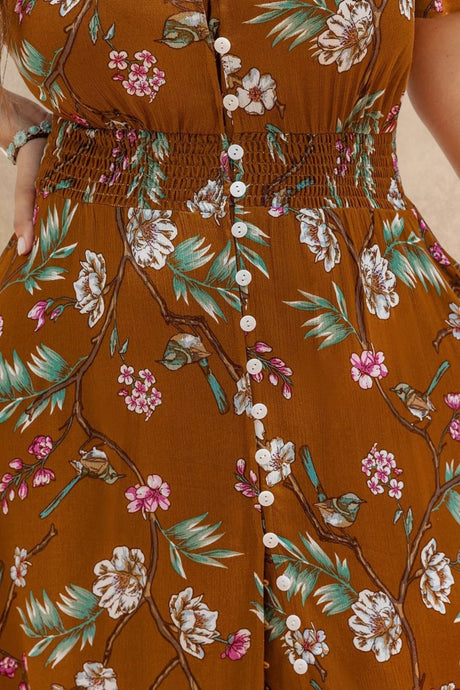 Liliane Plus Size Floral V-Neck Short Sleeve Dress