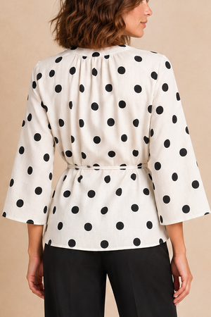 Capucine | Polka Dot Self-Tie Blouse