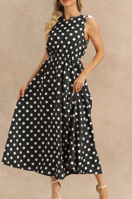 Robe Midi Pois Manches Courtes
