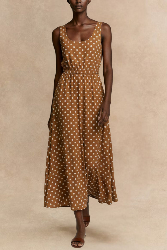 Robe Midi Pois Manches Courtes