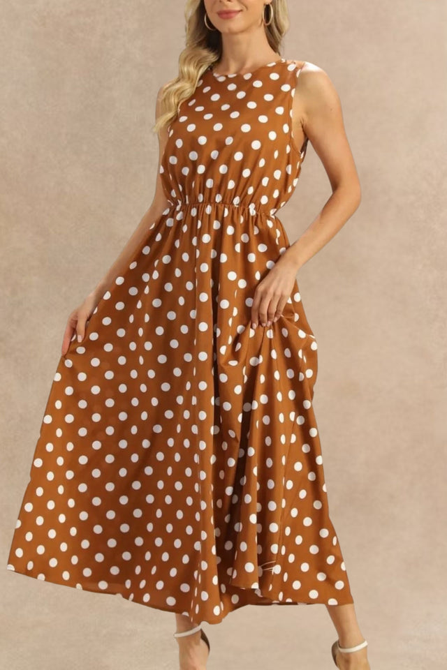 Robe Midi Pois Manches Courtes