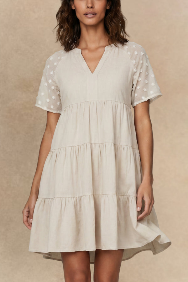  Poppy Robe Courte Étagée Décontractée Pois Suisses