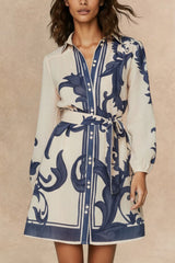 Dalia Printed Long Sleeve Shirt Dress