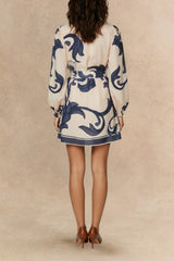 Dalia Printed Long Sleeve Shirt Dress