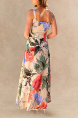 Lorène Printed Square Neck Maxi Dress