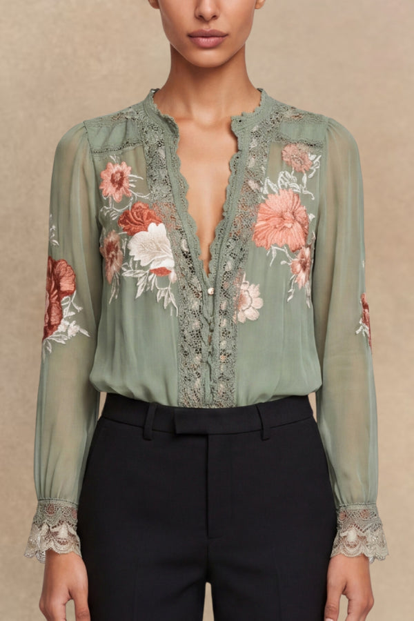 Priya Lace Detail Floral Blouse