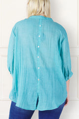 Roxanne Oversized Shirt Semi-Sheer Cotton Blend