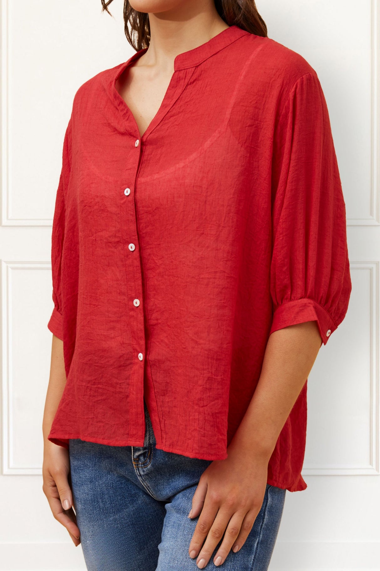 Roxanne Oversized Shirt Semi-Sheer Cotton Blend