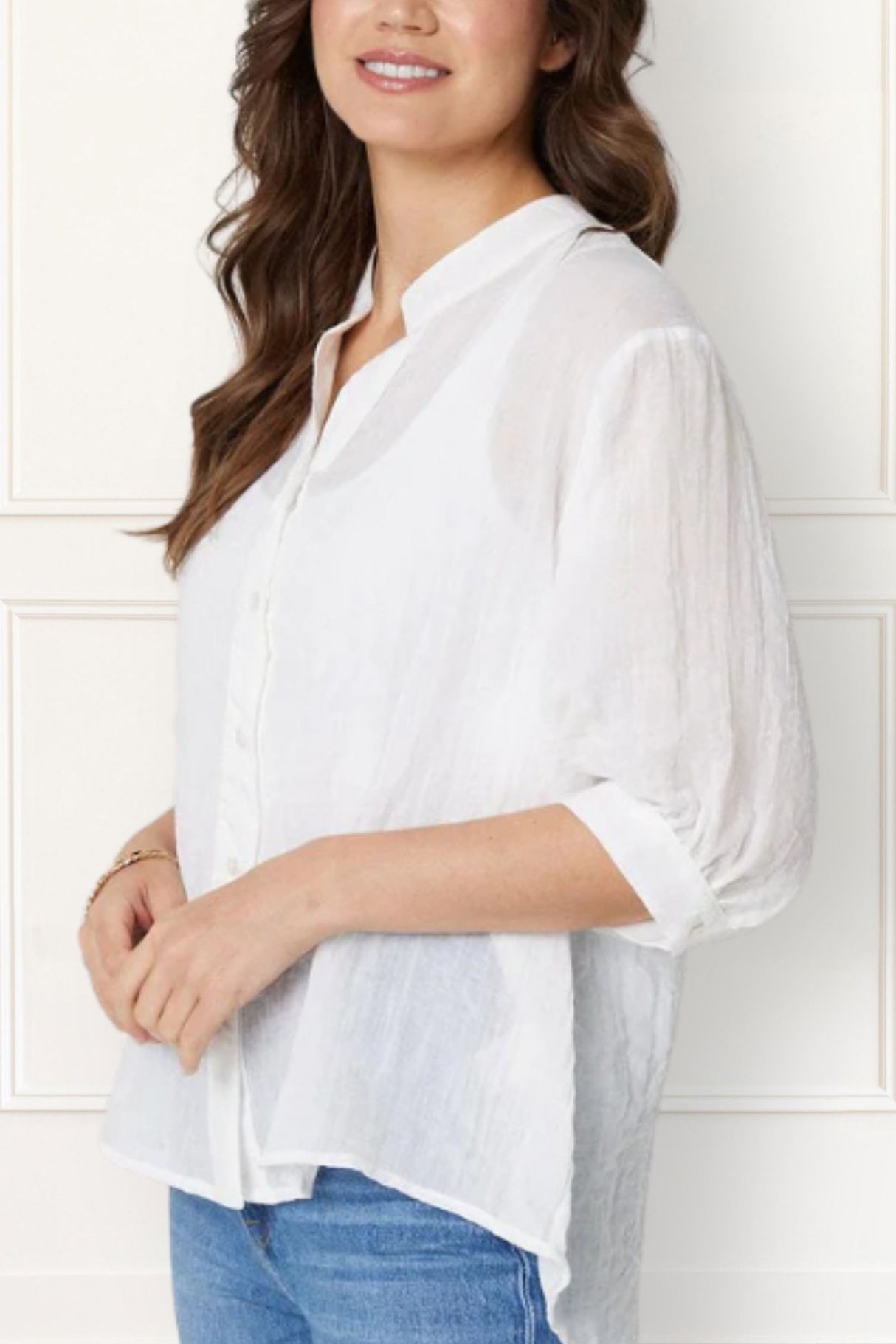 Roxanne Oversized Shirt Semi-Sheer Cotton Blend