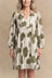 Raven Printed Tie Neck Balloon Sleeve Dress
