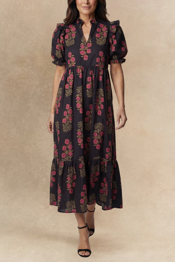 Reagan Robe Longue Étagée Imprimé Floral 