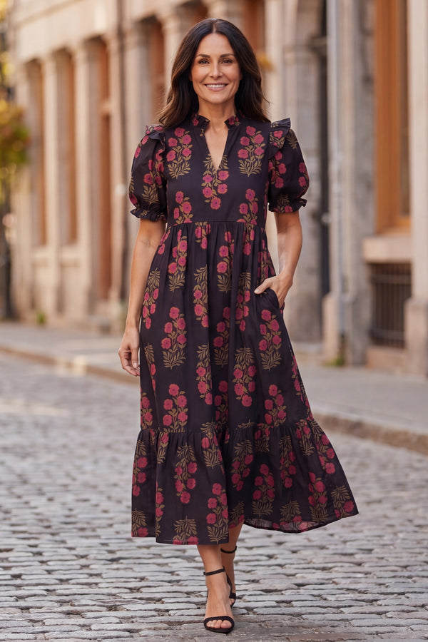 Reagan Robe Longue Étagée Imprimé Floral 