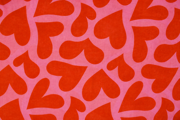 Bold Heart Print Scarf – Pink & Red