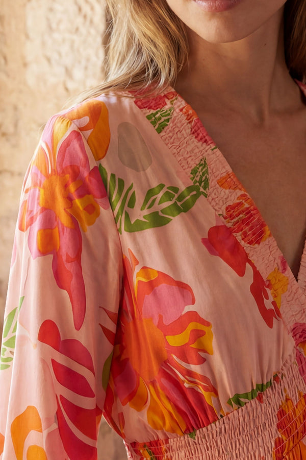 Rima Smocked Floral Long Maxi Dress